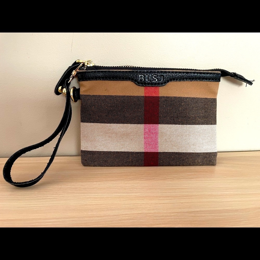 Black Brown Plain Mini Wallet/Wristlet